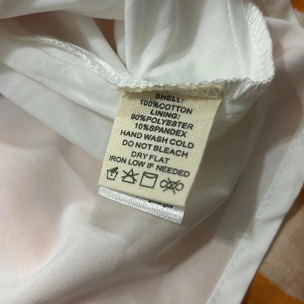 Peach Love‎ Tiered V Neck Orange White Dress Size L NWOT